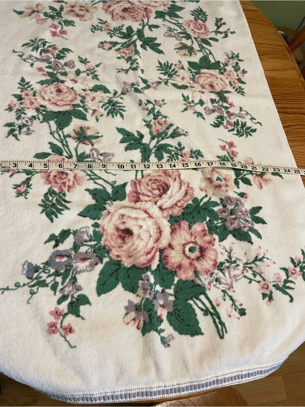 Floral Rose Print Bath Towel Set - Cream and Pink
